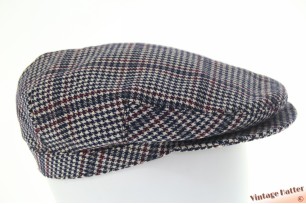 © VintageHatter.com | f-5011-57-3 Platte pet blauw en bordeaux pied-de-poule geruit 57 Platte pet blauw en bordeaux pied-de-poule geruit 57