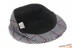 © VintageHatter.com | f-5011-57-3 Platte pet blauw en bordeaux pied-de-poule geruit 57 Platte pet blauw en bordeaux pied-de-poule geruit 57