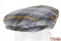 Platte pet Borsalino Doria blauw grijs wol mix met drukknoop 55 (S) [nieuw]