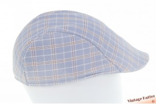 Voorgevormde pet zachtblauw katoenmix met bruine ruit 57 [nieuw]