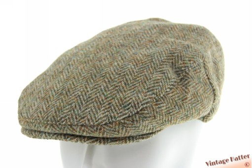 Flatcap Harris Tweed green brown herringbone virgin wool 60 (XL) [as new]