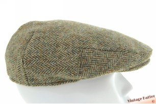 Flatcap Harris Tweed green brown herringbone virgin wool 60 (XL) [as new]