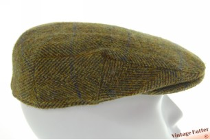 Platte pet Harris Tweed groen scheerwol 59,5
