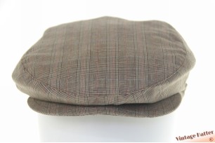 © VintageHatter.com | f-7006-57-3 Flatcap brownish grey plaid cotton 57 Flatcap brownish grey plaid cotton 57