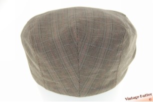 © VintageHatter.com | f-7006-57-3 Flatcap brownish grey plaid cotton 57 Flatcap brownish grey plaid cotton 57