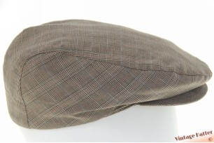 © VintageHatter.com | f-7006-57-3 Flatcap brownish grey plaid cotton 57 Flatcap brownish grey plaid cotton 57