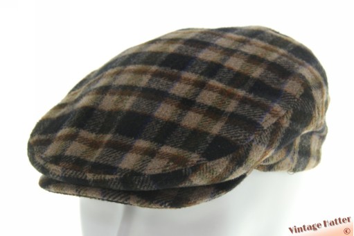 Thick flatcap BestQuality beige brown and dark blue checkered 58