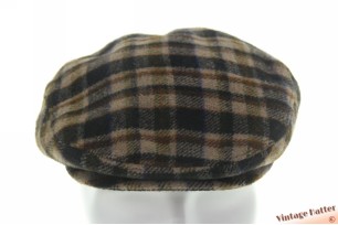 Dikke platte pet BestQuality beige bruin en donkerblauw geruit 58