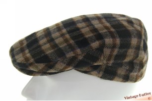 Dikke platte pet BestQuality beige bruin en donkerblauw geruit 58