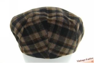 Dikke platte pet BestQuality beige bruin en donkerblauw geruit 58