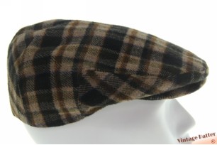 Dikke platte pet BestQuality beige bruin en donkerblauw geruit 58