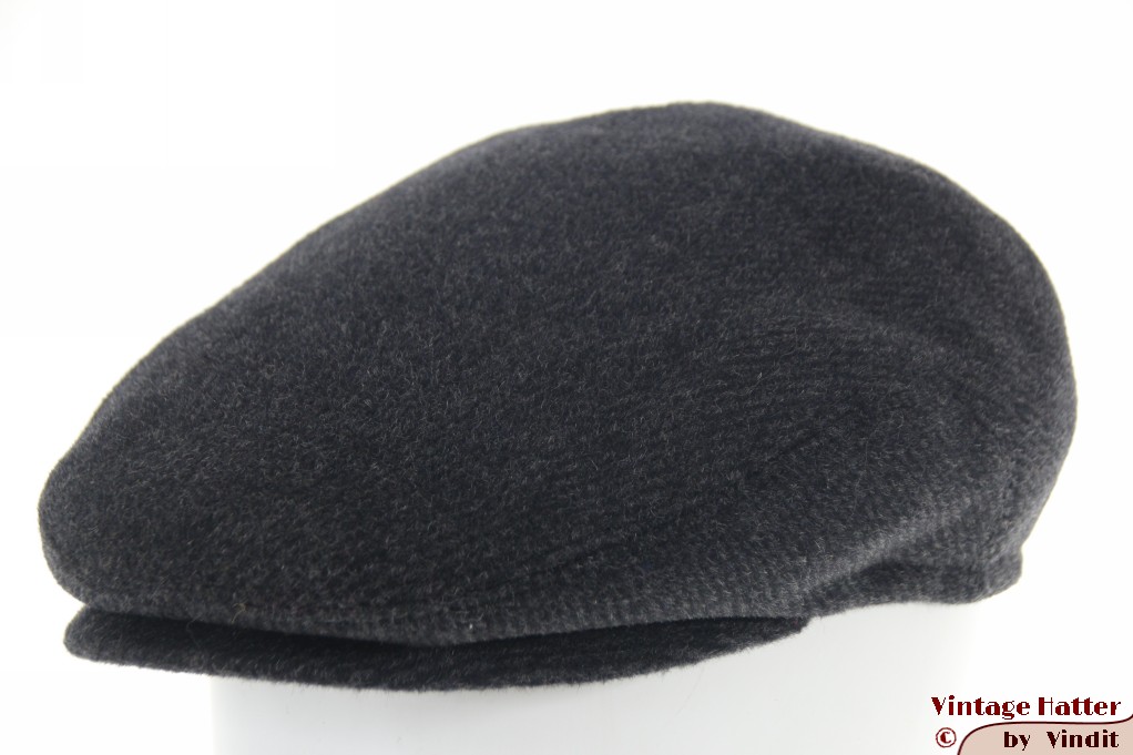 Thick flatcap Alekon dark grey with earwarmer and snap buttons 56 - Caps  Vintage - f-7016-56-11