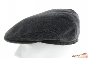 Flatcap dark grey herringbone with earwarmer 60 (XL) [as new]