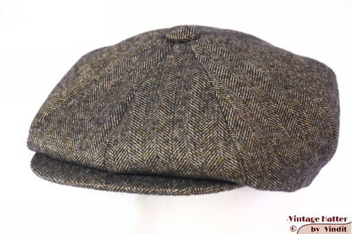 Broad paperboy cap Bailey Breed brown herringbone 54-55 (XS-S) [new]