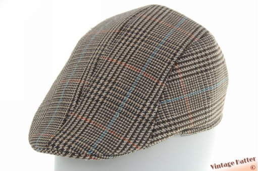 Preshaped flatcap brown checkered cotton mix 58 [new]