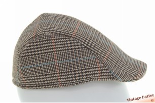 Preshaped flatcap brown checkered cotton mix 58 [new]