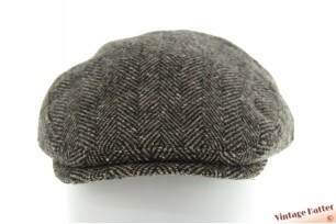 Flatcap Fiebig brown black herringbone with earwarmer 55 (S) [as new]