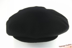 © VintageHatter.com | f-9017-57-14 Platte pet zwart katoen met elastiek 54-60 Platte pet zwart katoen met elastiek 54-60