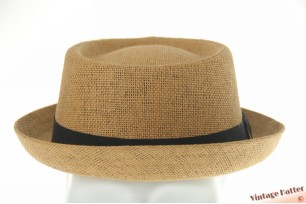 Summer porkpie hat brown beige coated paper 55-57 [new]
