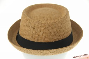 Summer porkpie hat brown beige coated paper 55-57 [new]