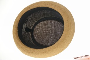 Summer porkpie hat brown beige coated paper 55-57 [new]
