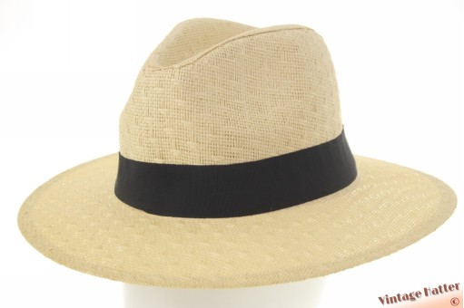 Summer fedora beige with black band 57-60 [new]
