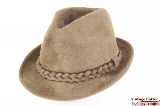 © VintageHatter.com | h-1019-56-6 Gleufhoed Mayser Exclusive beige zacht haarvilt 56,5 Gleufhoed Mayser Exclusive beige zacht haarvilt 56,5