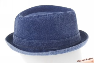 Trilby-achtige porkpie hoed  blauw stonewashed jeans 57 [nieuw]