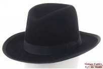 Wide fedora Stadrd Kronenhut dark blue felt 55 (S) Wide fedora Stadrd Kronenhut dark blue felt 55 (S)