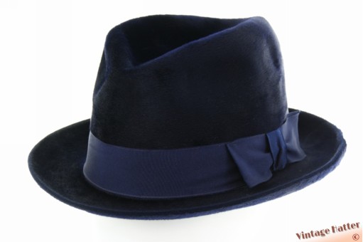 Semi-Homburg hoed Hückel donkerblauw zacht haarvilt 56 Semi-Homburg hoed Hückel donkerblauw zacht haarvilt 56