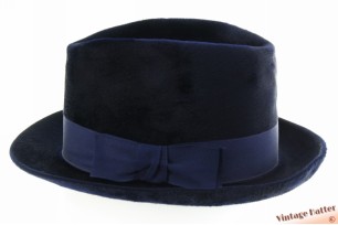 Semi-Homburg hat Hückel dark blue soft fur felt 56