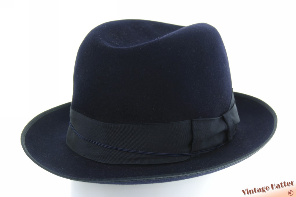 Semi-Homburg gleufhoed Borsalino Mirtillo donker blauw vilt 57