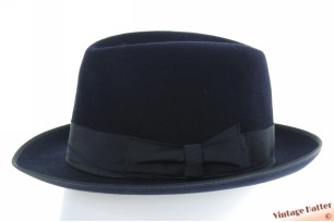 Semi-Homburg fedora Borsalino Mirtillo dark blue felt 57
