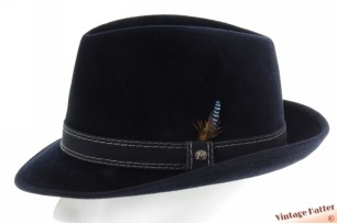© VintageHatter.com | h-5004-59-21 Gleufhoed Mayser donkerblauw velour 59,5 Gleufhoed Mayser donkerblauw velour 59,5