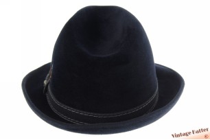 © VintageHatter.com | h-5004-59-21 Gleufhoed Mayser donkerblauw velour 59,5 Gleufhoed Mayser donkerblauw velour 59,5