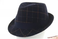 Trilby hat checkered dark blue 57 [new]