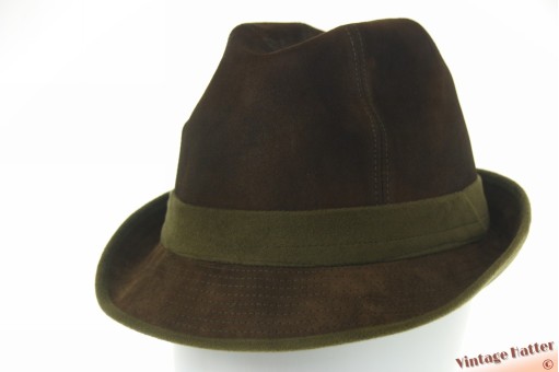 Trilby gent fisherman hat green brown leather 56,5