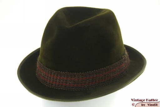 © VintageHatter.com | h-6008-57-2 Hunting fedora Meisterklasse green velour 57,5 Hunting fedora Meisterklasse green velour 57,5