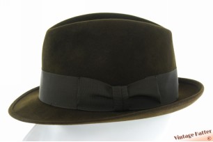 Fedora Stetson dark brownish green felt 57