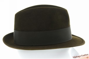 Fedora Stetson dark brownish green felt 57