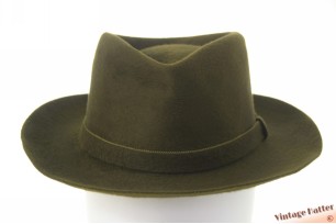 © VintageHatter.com | h-6014-55-4 Vintage drop-shaped fedora Borsalino green fur felt 55 (S) Vintage drop-shaped fedora Borsalino green fur felt 55 (S)