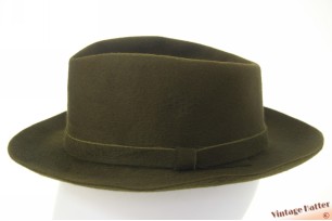 © VintageHatter.com | h-6014-55-4 Vintage drop-shaped fedora Borsalino green fur felt 55 (S) Vintage drop-shaped fedora Borsalino green fur felt 55 (S)