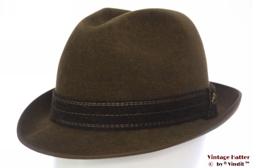 © VintageHatter.com | h-6014-57-10 Fedora Hückel brownish green fur felt 57 Fedora Hückel brownish green fur felt 57