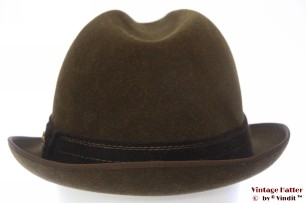 © VintageHatter.com | h-6014-57-10 Fedora Hückel brownish green fur felt 57 Fedora Hückel brownish green fur felt 57