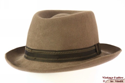 © VintageHatter.com | h-7006-56-8 Round hat Favorit beige grey felt 56 Round hat Favorit beige grey felt 56