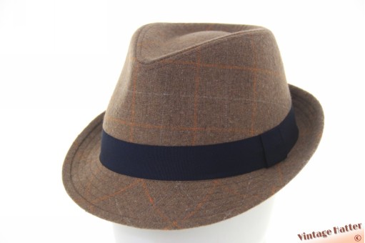 Trilby hat checkered beige brown 60 (XL) [new]