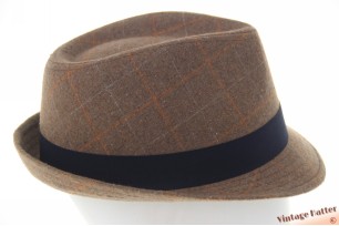 Trilby hat checkered beige brown 60 (XL) [new]