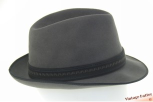 © VintageHatter.com | h-7012-57-6 Gleufhoed Rockel blauwig grijs vilt 57 Gleufhoed Rockel blauwig grijs vilt 57