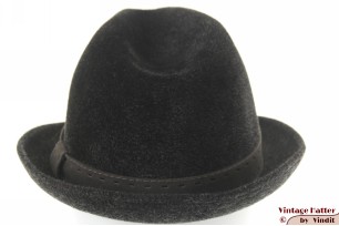 © VintageHatter.com | h-7021-56-27 Gleufhoed Dunhill donker grijs haarvilt 56 Gleufhoed Dunhill donker grijs haarvilt 56
