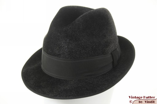 Fedora Modena dark grey fur felt 57